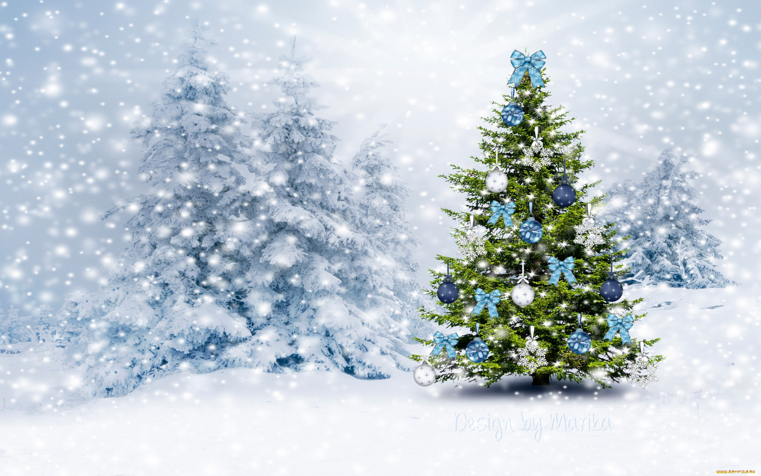 3 ,  , holidays, , , , , , , , design, by, marika, forest, winter, snow, tree, christmas